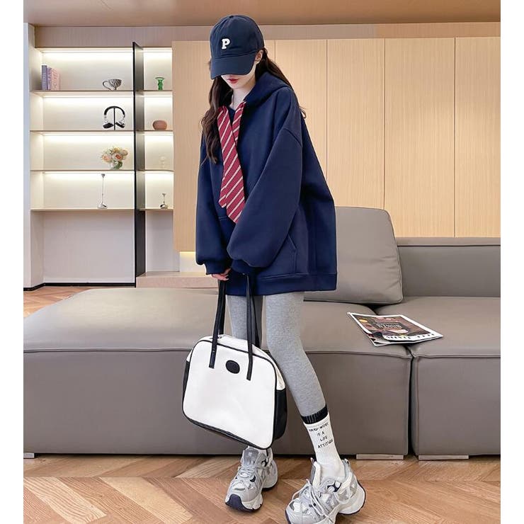 ネクタイ付きオーバーサイズパーカー パーカーワンピース風デザイン | Bifrost | 詳細画像7 