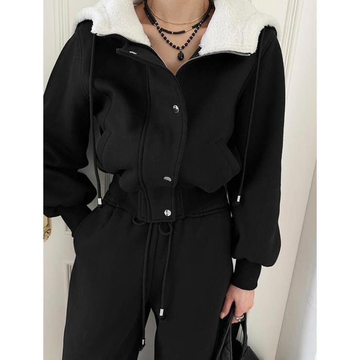 パーカートップス × ワイドパンツ スウェットセット フード付きコーディネート | Bifrost | 詳細画像3 