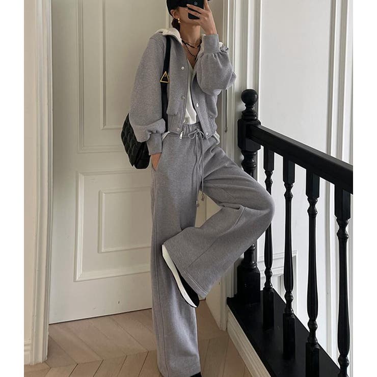 パーカートップス × ワイドパンツ スウェットセット フード付きコーディネート | Bifrost | 詳細画像10 