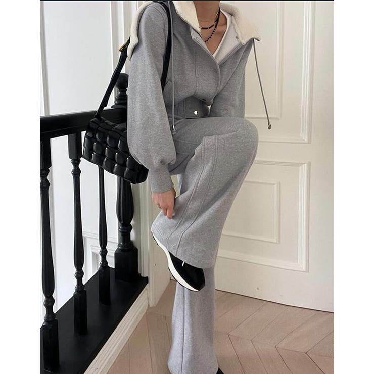 パーカートップス × ワイドパンツ スウェットセット フード付きコーディネート | Bifrost | 詳細画像13 