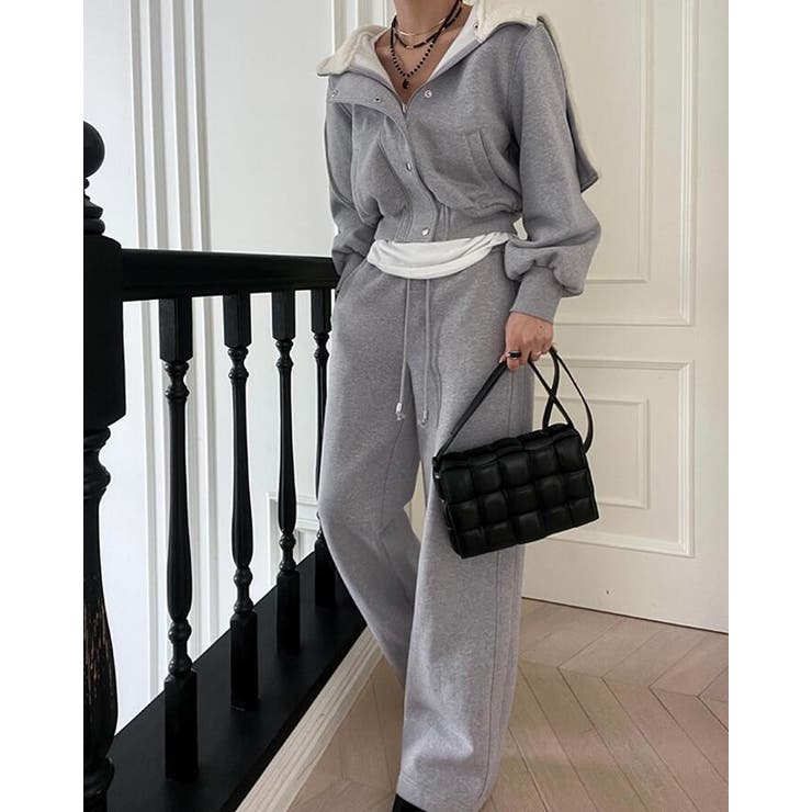 パーカートップス × ワイドパンツ スウェットセット フード付きコーディネート | Bifrost | 詳細画像14 