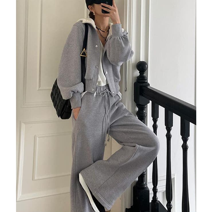 パーカートップス × ワイドパンツ スウェットセット フード付きコーディネート | Bifrost | 詳細画像15 