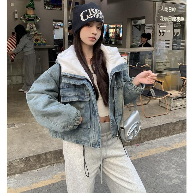 NOREMID フード付きデニムジャケット L miniministore フード付き デニムジャケットレディース -ファッション