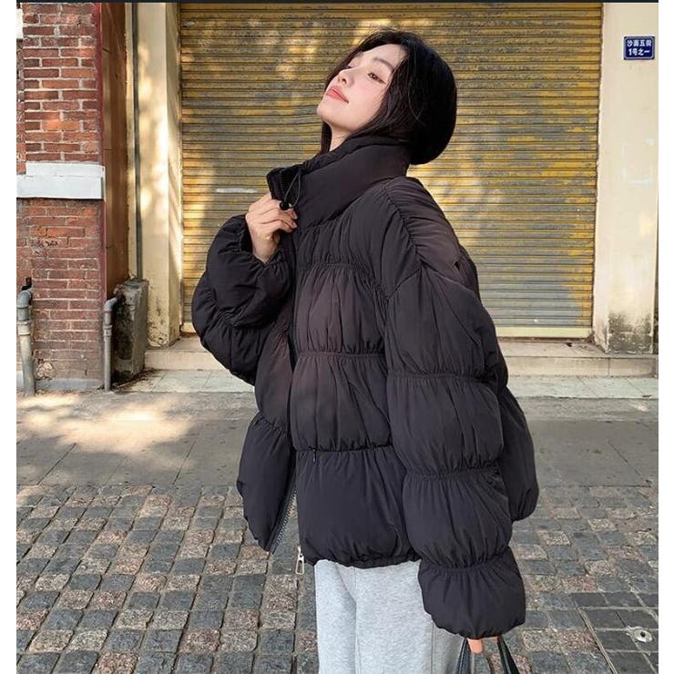 ボリュームスリーブダウンジャケット 高襟ショートダウンアウター[品番