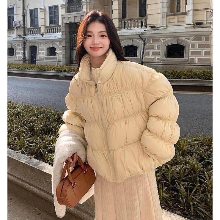 ボリュームスリーブダウンジャケット 高襟ショートダウンアウター[品番