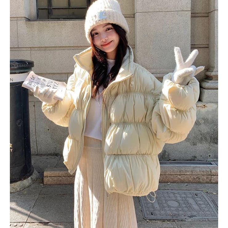 ボリュームスリーブダウンジャケット 高襟ショートダウンアウター[品番