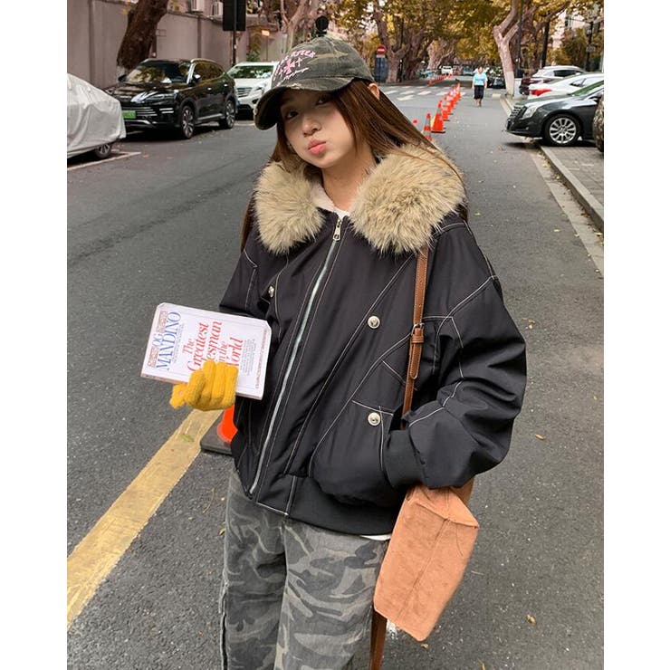 ファーフード付き フリース内張りミリタリージャケット ダウン風アウター | Bifrost | 詳細画像7 