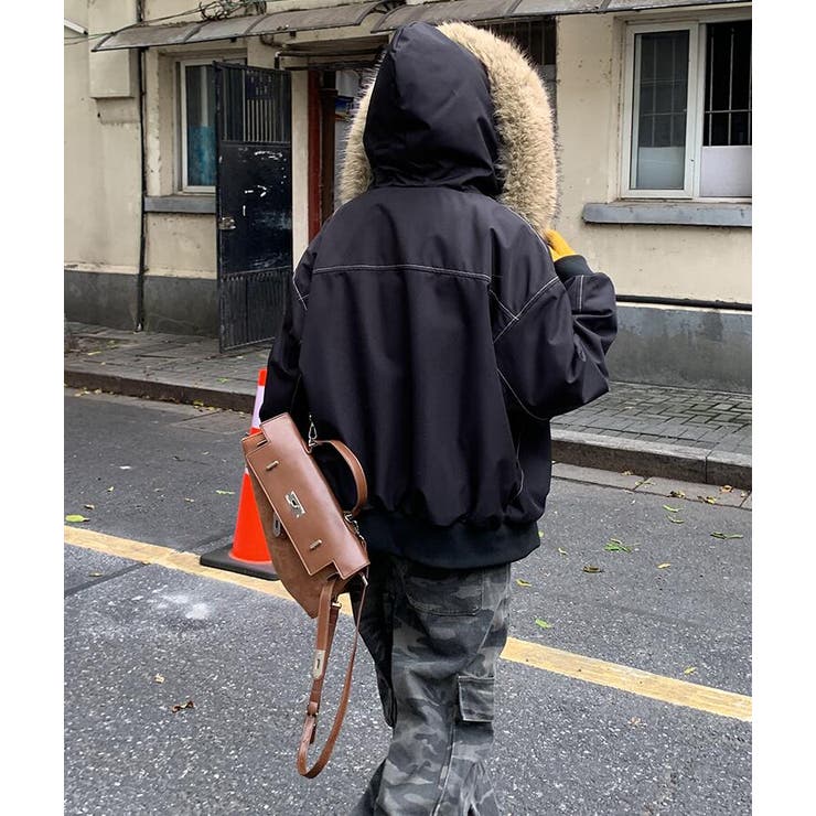 ファーフード付き フリース内張りミリタリージャケット ダウン風アウター | Bifrost | 詳細画像12 