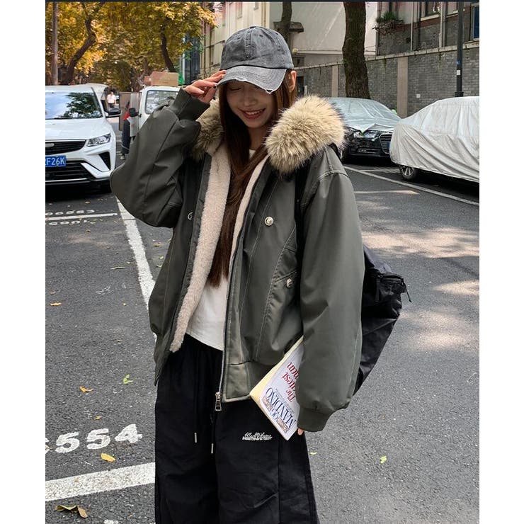 ファーフード付き フリース内張りミリタリージャケット ダウン風アウター | Bifrost | 詳細画像15 