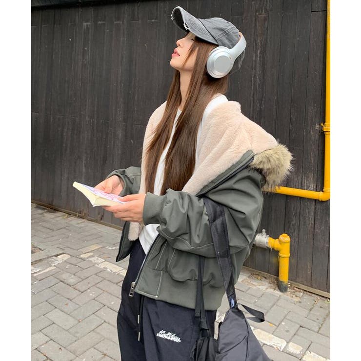 ファーフード付き フリース内張りミリタリージャケット ダウン風アウター | Bifrost | 詳細画像18 