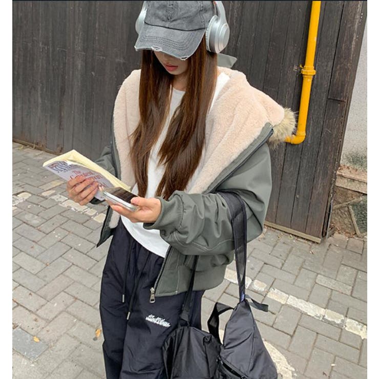 ファーフード付き フリース内張りミリタリージャケット ダウン風アウター | Bifrost | 詳細画像20 