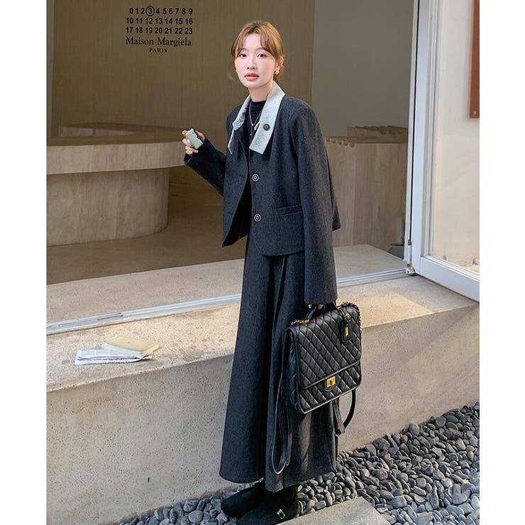 ユニークな襟デザインショートジャケットとロングスカートのセットアップ | Bifrost | 詳細画像4 