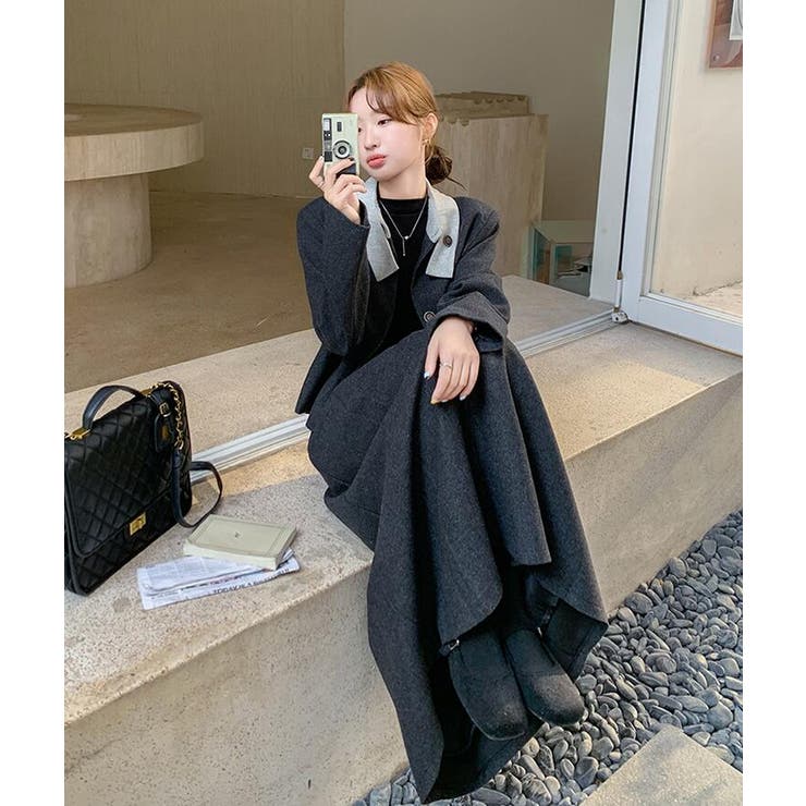 ユニークな襟デザインショートジャケットとロングスカートのセットアップ | Bifrost | 詳細画像11 