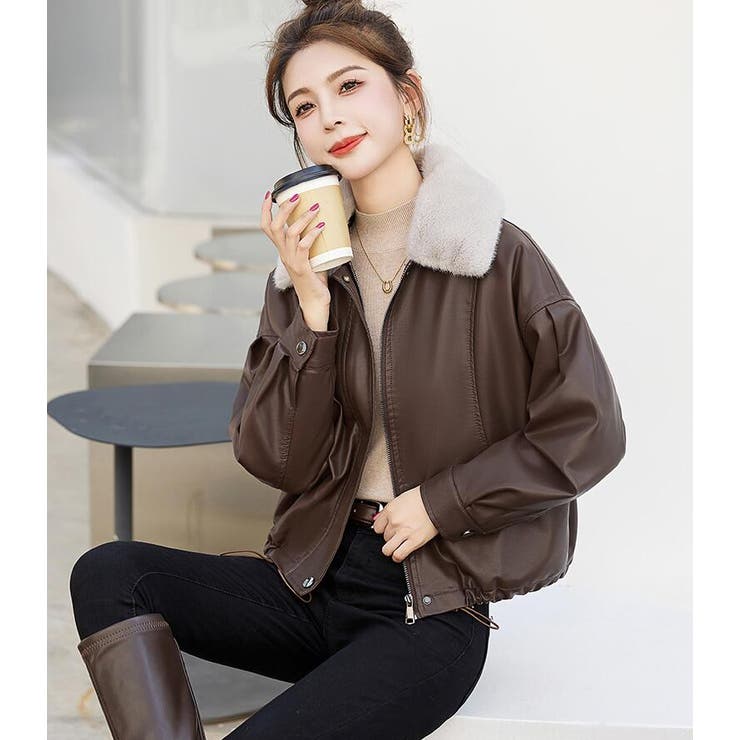 ファーカラーデザインレザージャケット | Bifrost | 詳細画像4 