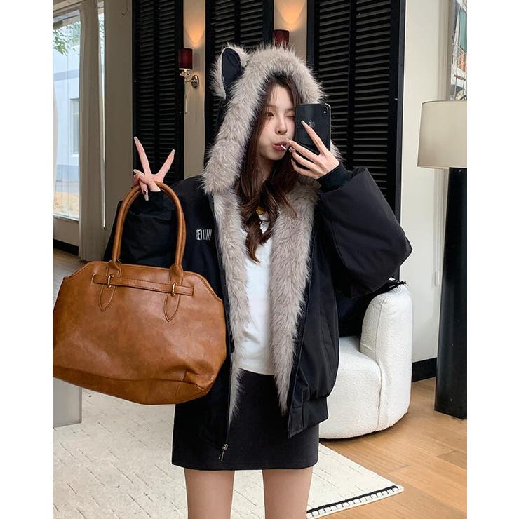 キャットイヤーフード付きファーライニングアウター | Bifrost | 詳細画像6 