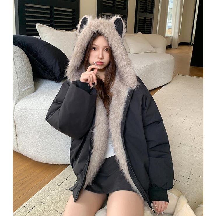 キャットイヤーフード付きファーライニングアウター | Bifrost | 詳細画像23 