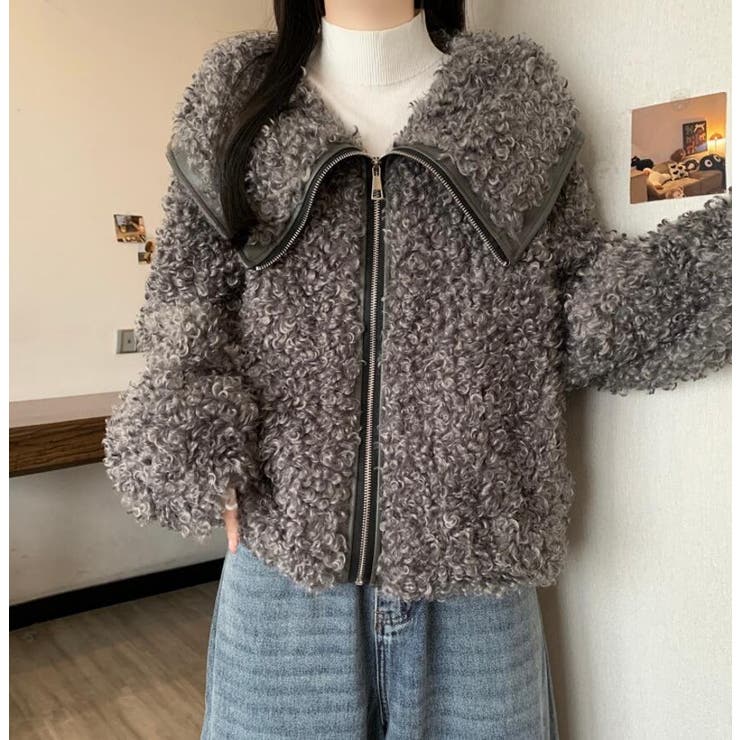 ユニークな大襟デザインカーリーフリースジャケット | Bifrost | 詳細画像2 