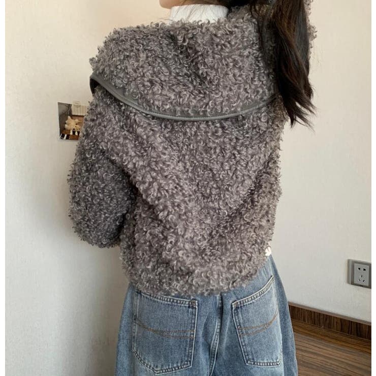 ユニークな大襟デザインカーリーフリースジャケット | Bifrost | 詳細画像3 