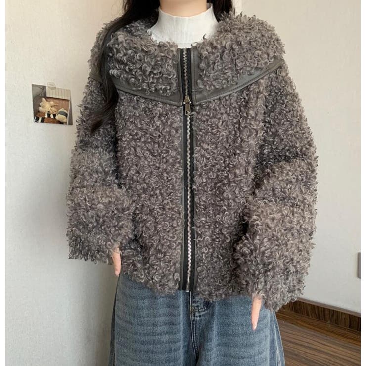 ユニークな大襟デザインカーリーフリースジャケット | Bifrost | 詳細画像4 