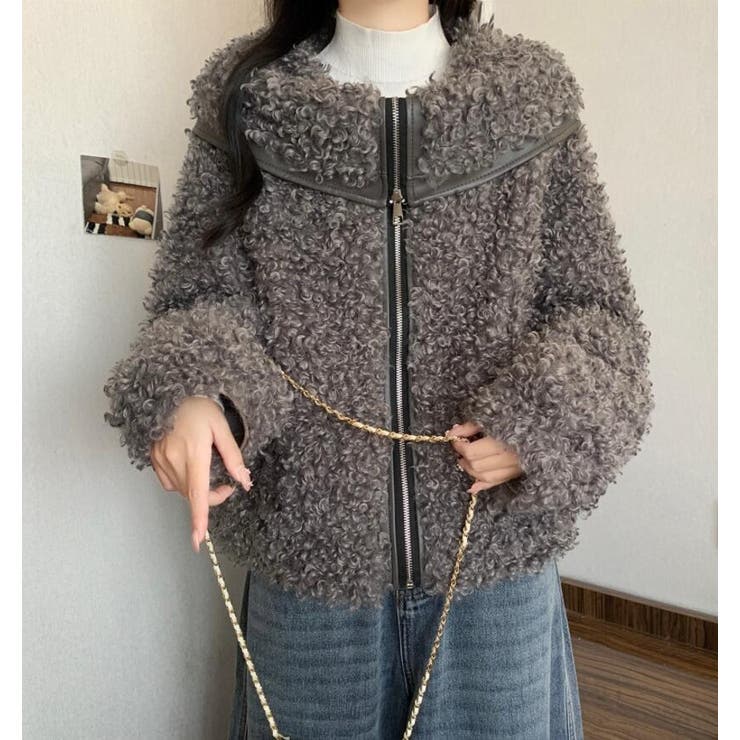 ユニークな大襟デザインカーリーフリースジャケット | Bifrost | 詳細画像5 