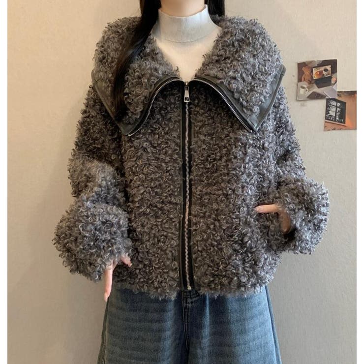 ユニークな大襟デザインカーリーフリースジャケット | Bifrost | 詳細画像7 