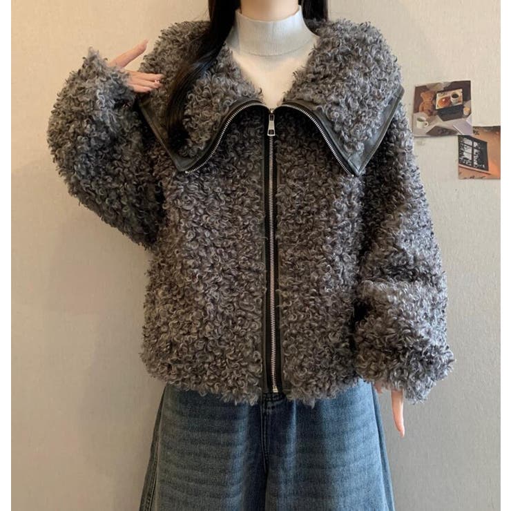 ユニークな大襟デザインカーリーフリースジャケット | Bifrost | 詳細画像8 