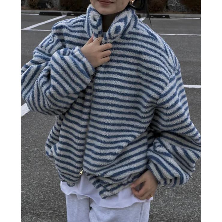 ストライプ柄ハイネックフリースジャケット | Bifrost | 詳細画像1 