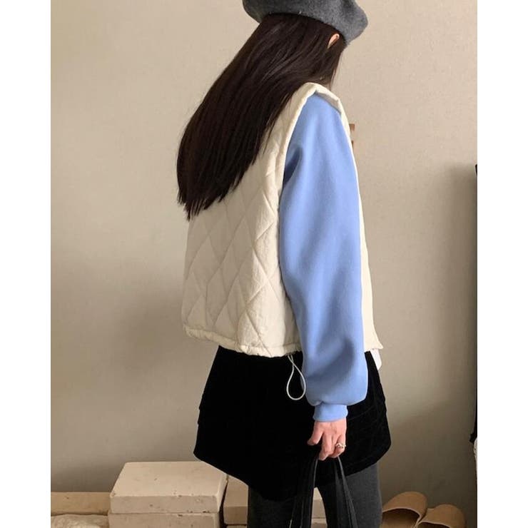 ファーカラーダイヤ柄クルーネックベスト | Bifrost | 詳細画像5 