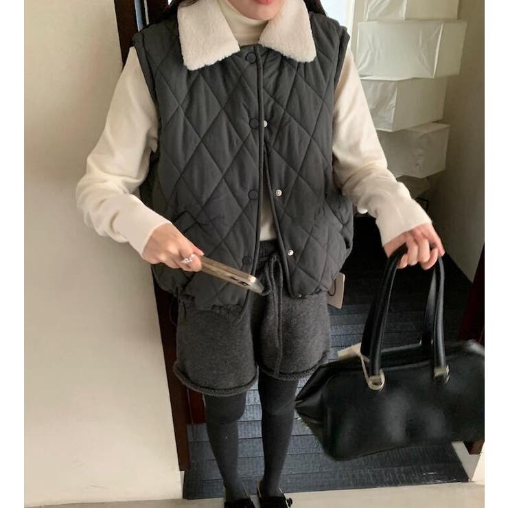 ファーカラーダイヤ柄クルーネックベスト | Bifrost | 詳細画像8 