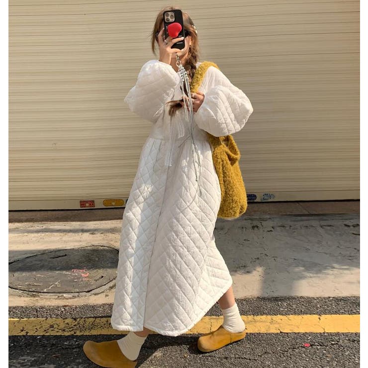 ダイヤ柄バルーンスリーブロングワンピース | Bifrost | 詳細画像4 