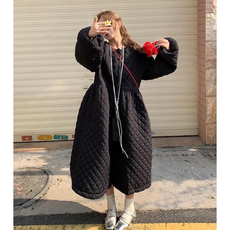 ダイヤ柄バルーンスリーブロングワンピース | Bifrost | 詳細画像7 