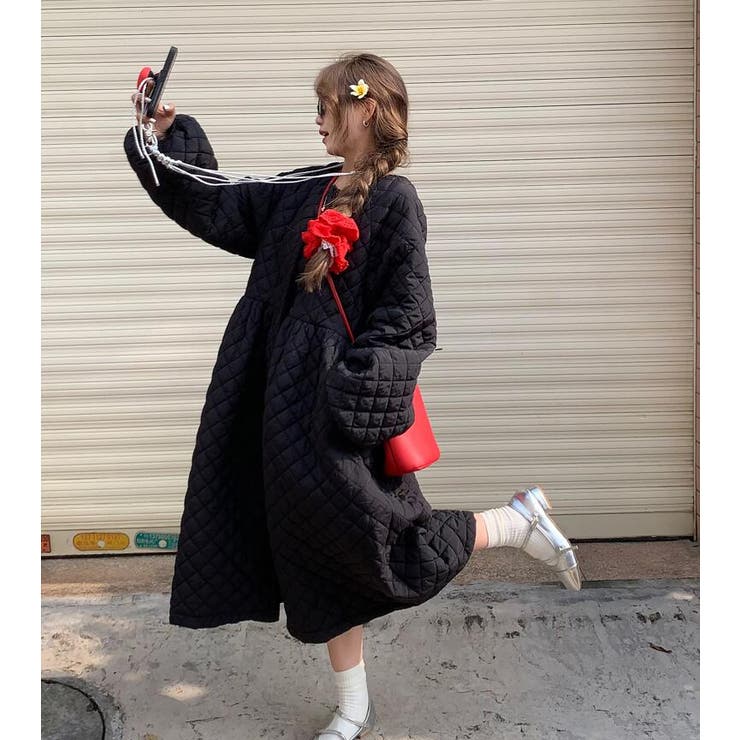 ダイヤ柄バルーンスリーブロングワンピース | Bifrost | 詳細画像8 