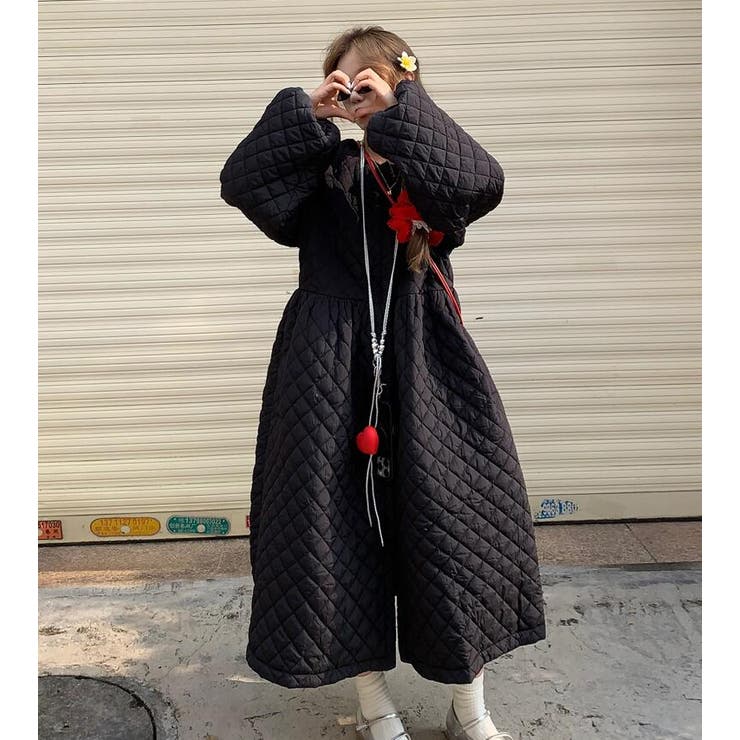 ダイヤ柄バルーンスリーブロングワンピース | Bifrost | 詳細画像9 