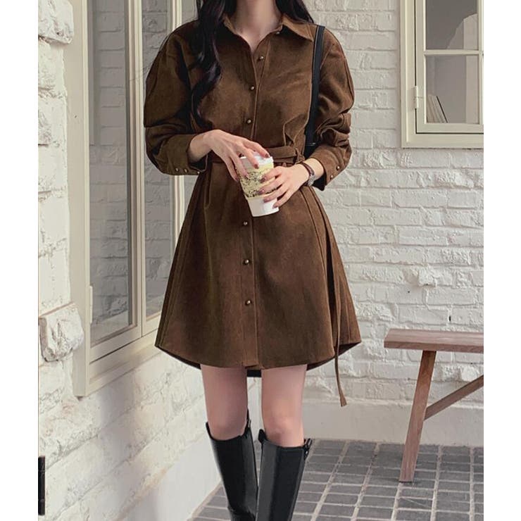 スエードシャツ風ベルト付きワンピース | Bifrost | 詳細画像3 