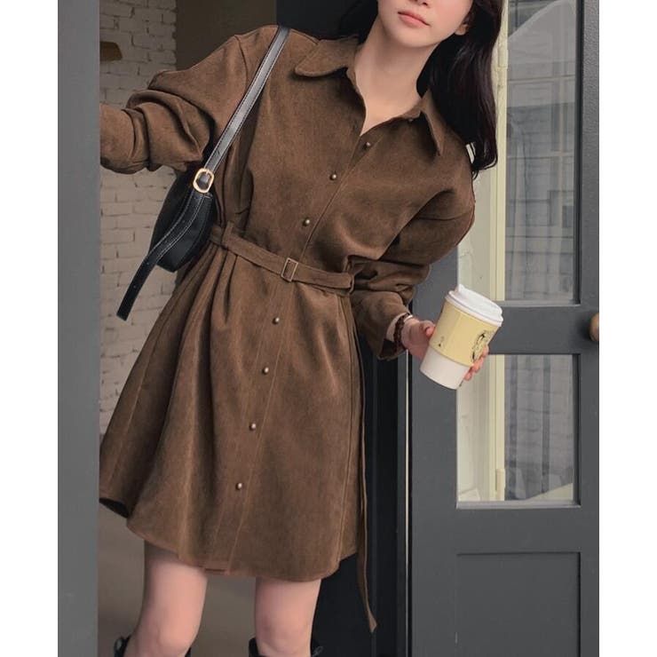 スエードシャツ風ベルト付きワンピース | Bifrost | 詳細画像5 