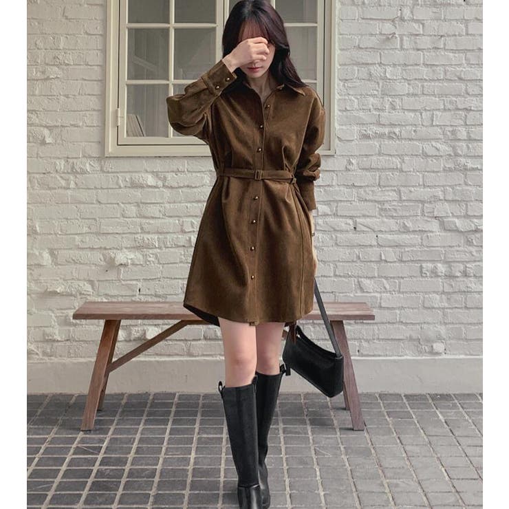 スエードシャツ風ベルト付きワンピース | Bifrost | 詳細画像6 