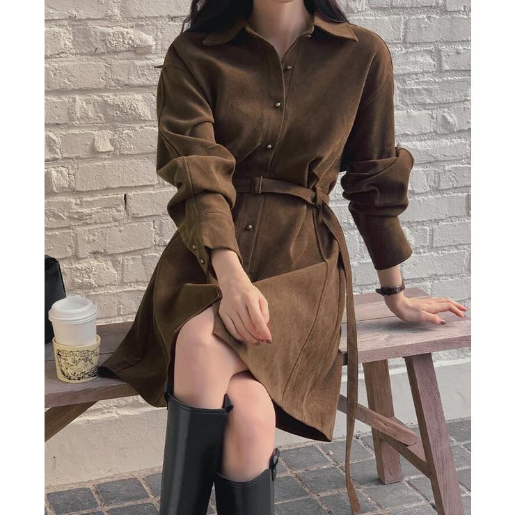 スエードシャツ風ベルト付きワンピース | Bifrost | 詳細画像8 