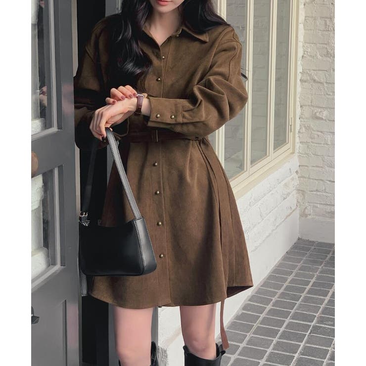 スエードシャツ風ベルト付きワンピース | Bifrost | 詳細画像10 