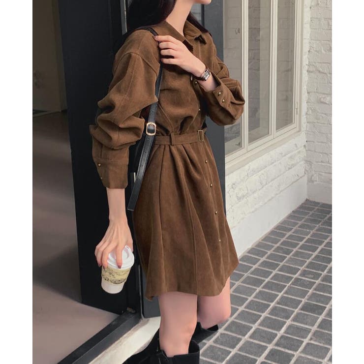 スエードシャツ風ベルト付きワンピース | Bifrost | 詳細画像12 