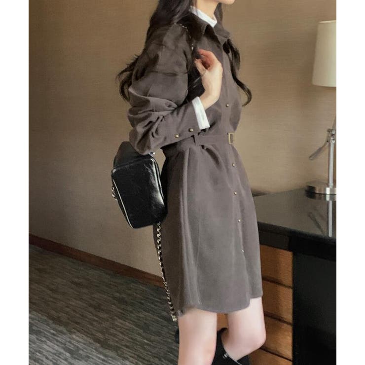 スエードシャツ風ベルト付きワンピース | Bifrost | 詳細画像15 