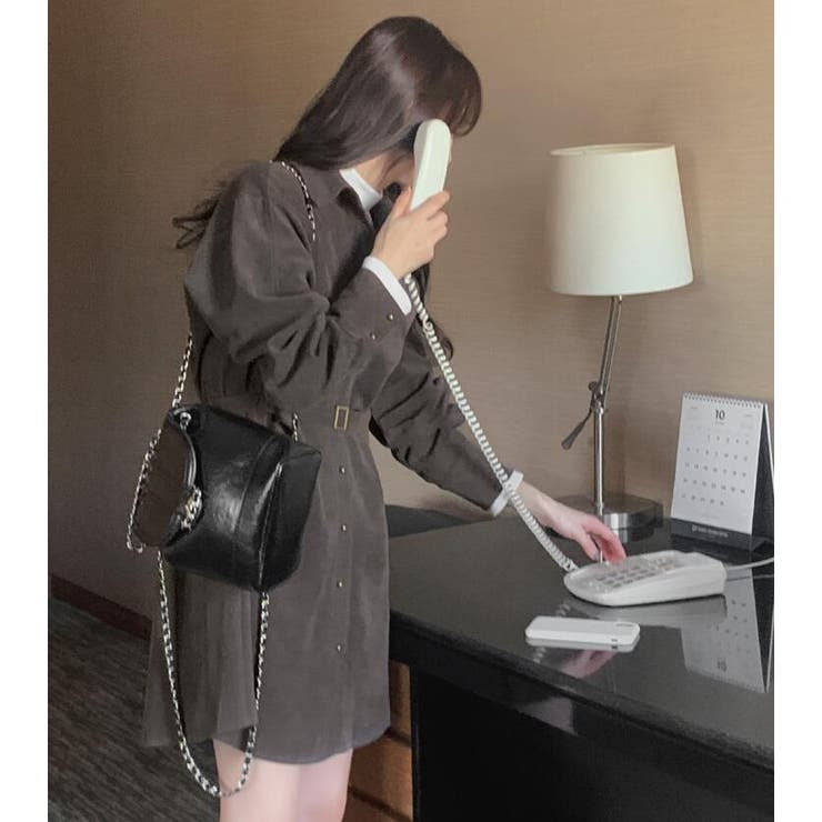 スエードシャツ風ベルト付きワンピース | Bifrost | 詳細画像17 