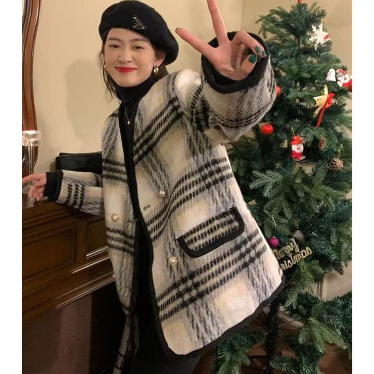 チェック柄ダブルブレスショートコート | Bifrost | 詳細画像2 