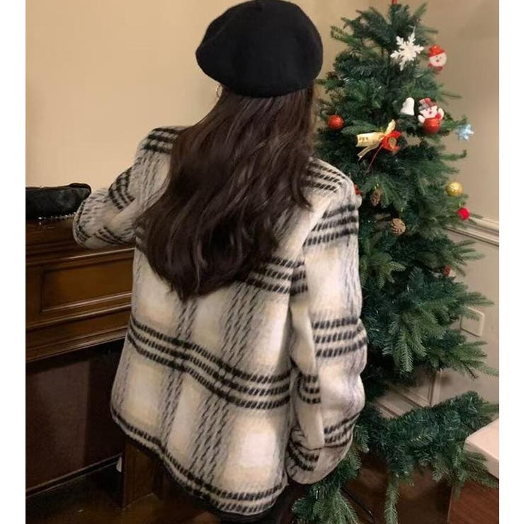 チェック柄ダブルブレスショートコート | Bifrost | 詳細画像5 