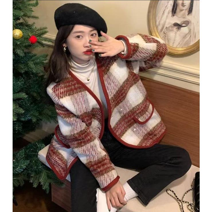 チェック柄ダブルブレスショートコート | Bifrost | 詳細画像11 