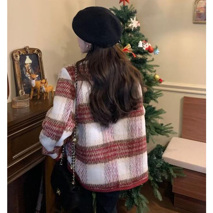 チェック柄ダブルブレスショートコート | Bifrost | 詳細画像12 