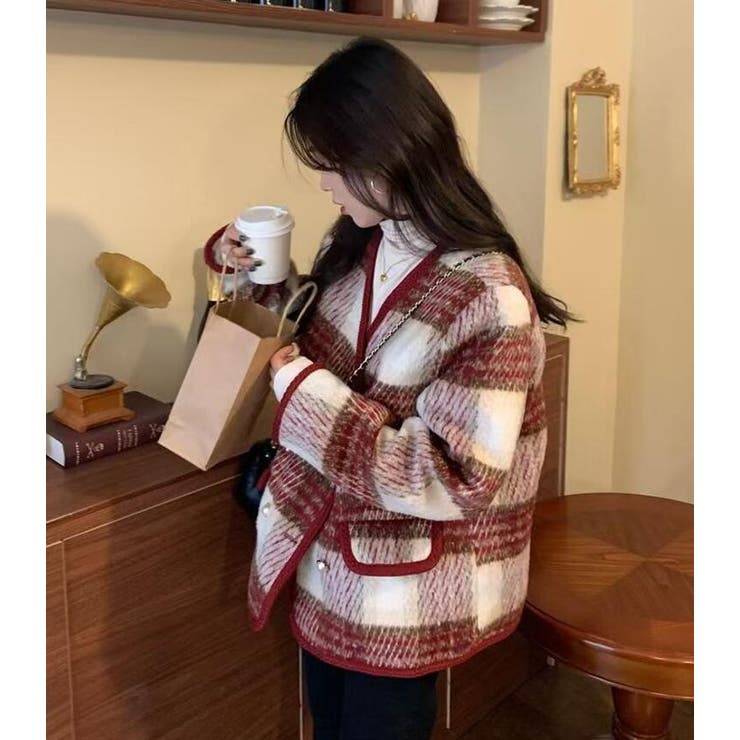 チェック柄ダブルブレスショートコート | Bifrost | 詳細画像14 