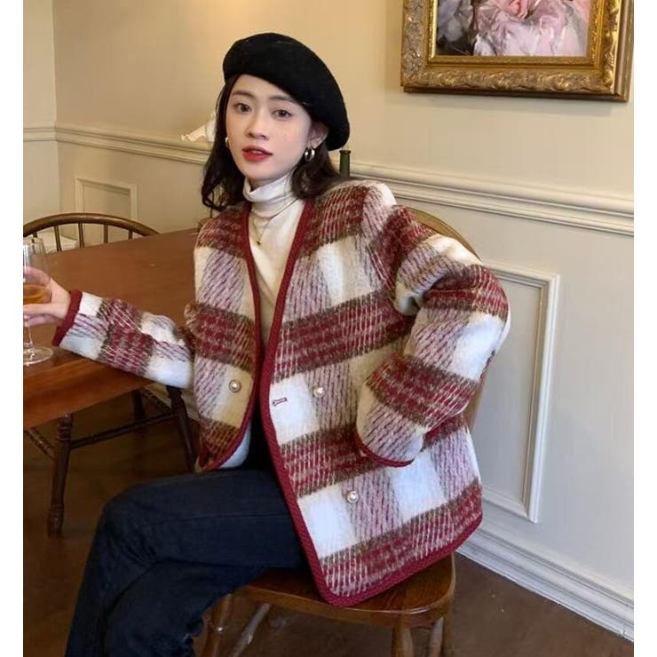 チェック柄ダブルブレスショートコート | Bifrost | 詳細画像15 