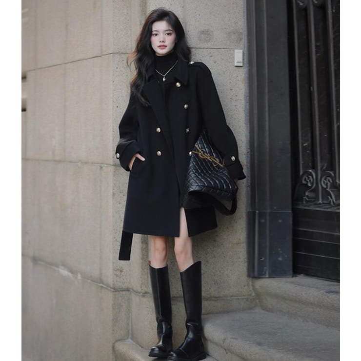 ダブルブレストベルト付きミドルレングスコート | Bifrost | 詳細画像3 