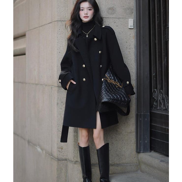 ダブルブレストベルト付きミドルレングスコート | Bifrost | 詳細画像13 