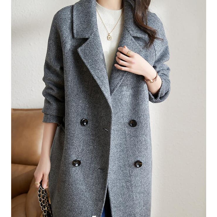 ヘリンボーン柄 ダブルブレストコート | Bifrost | 詳細画像8 